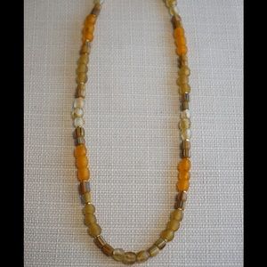 Orange and Tan Recycled Glass Bead Handmade Necklace